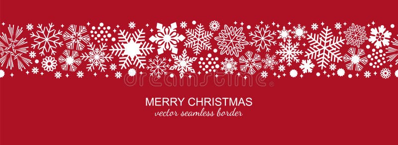 Confine senza cuciture bianco e rosso del fiocco di neve, Natale illustrazione vettoriale Confine senza cuciture bianco e rosso del fiocco di neve, Natale illustrazione vettoriale