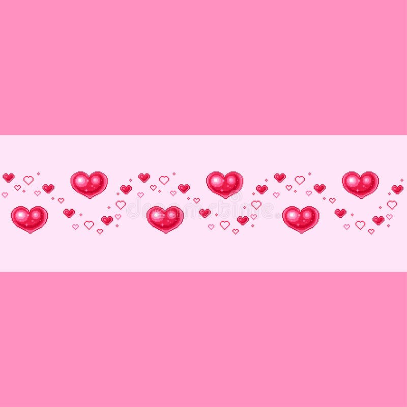 Confine senza cuciture con i cuori per i saluti di San Valentino nello stile di Pixel-arte illustrazione di stock Confine senza cuciture con i cuori per i saluti di San Valentino nello stile di Pixel-arte illustrazione di stock