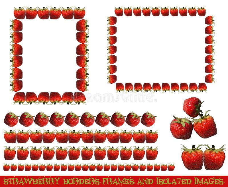 Confini biologici freschi della fragola, pagine ed immagini isolate royalty illustrazione gratis Confini biologici freschi della fragola, pagine ed immagini isolate royalty illustrazione gratis