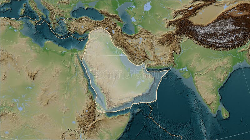 Confini della piastra araba. mappa wiki royalty illustrazione gratis