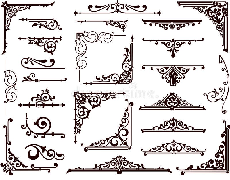 Confini ed angoli ornamentali di progettazione royalty illustrazione gratis