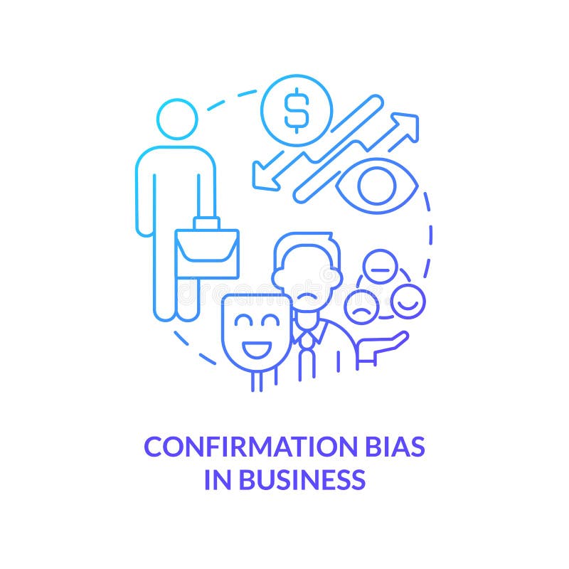 Confirmation bias in business blue gradient concept icon royalty free illustration