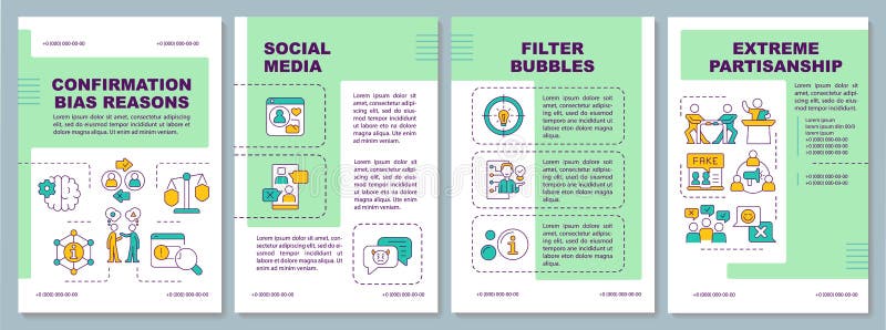 Confirmation bias causes brochure template stock illustration