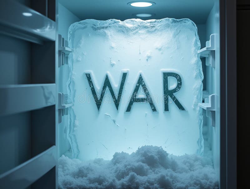 Conflict înghețat artificial în interiorul congelatorului frigiderului royalty free illustration