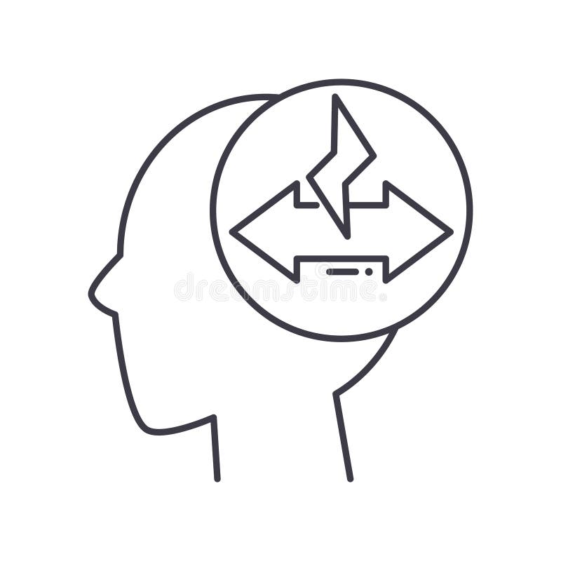 Conflict mind icon, linear isolated illustration, thin line vector, web design sign, outline concept symbol with stock illustration