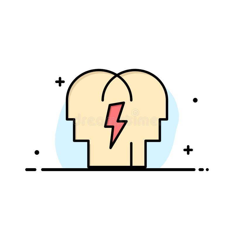 Conflict, In, People, Mind Business Flat Line Filled Icon Vector Banner Template vector illustration.