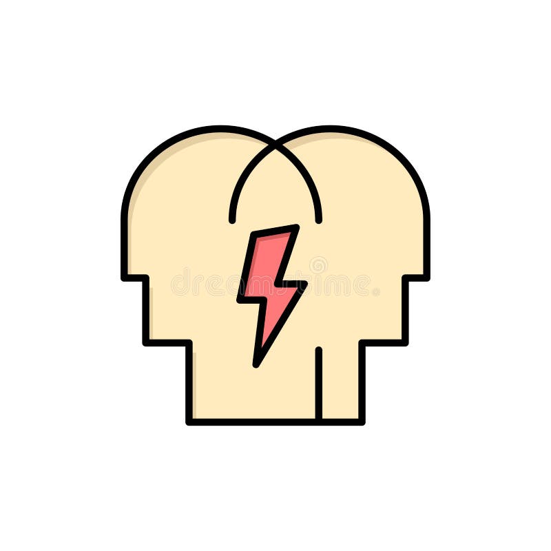 Conflict, In, People, Mind Flat Color Icon. Vector icon banner Template stock illustration.