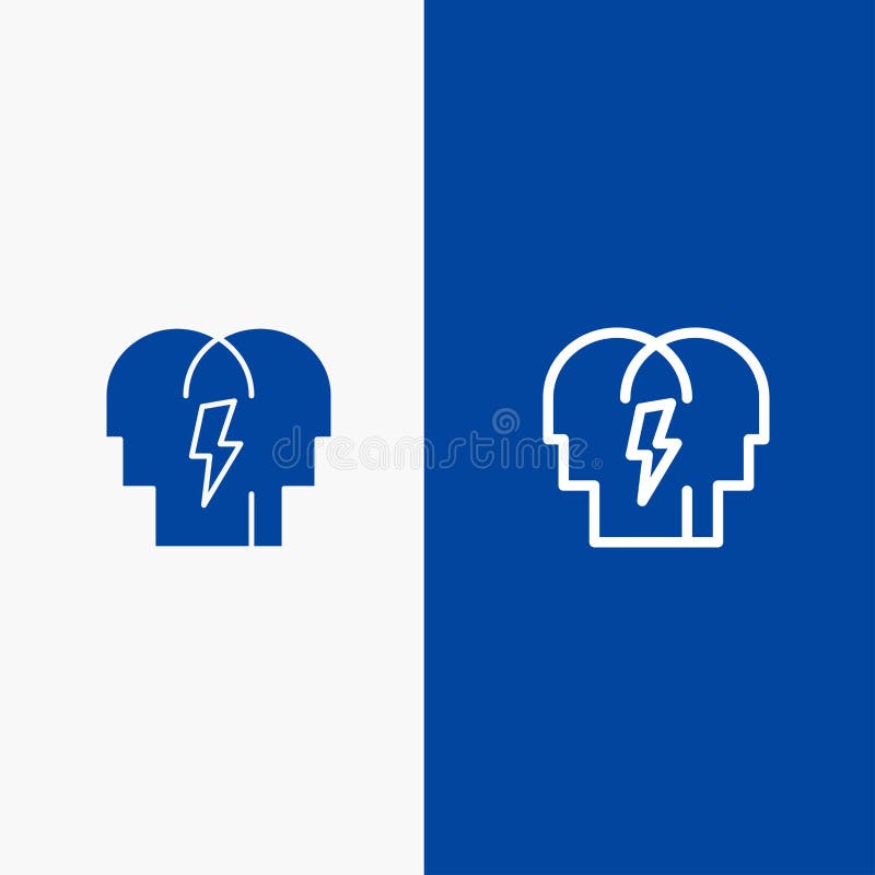 Conflict, In, People, Mind Line and Glyph Solid icon Blue banner Line and Glyph Solid icon Blue banner royalty free illustration