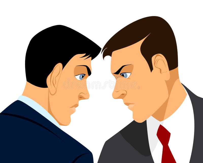 Vector illustration of a two businessmen confrontation. Vector illustration of a two businessmen confrontation