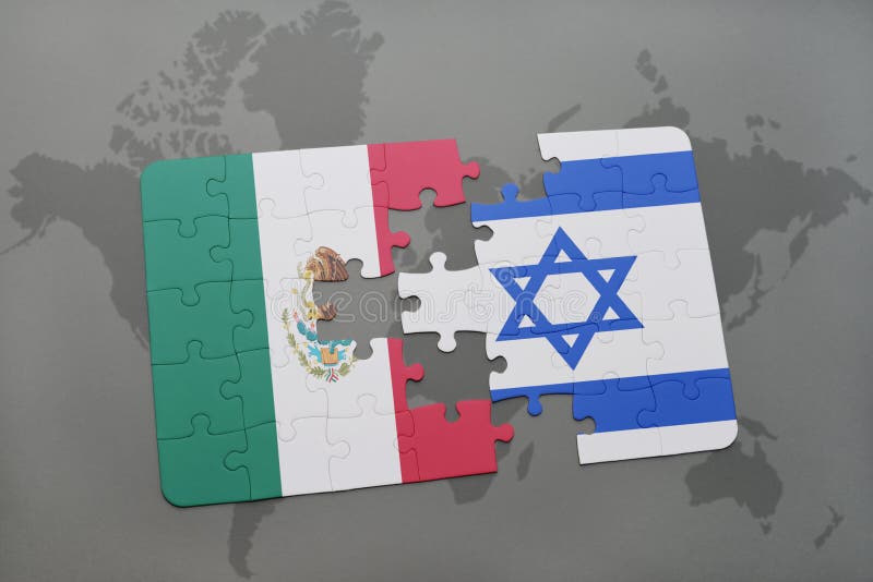 confunda com a bandeira nacional de México e de Israel em um fundo do mapa do mundo ilustração stock confunda com a bandeira nacional de México e de Israel em um fundo do mapa do mundo ilustração stock