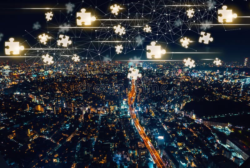 Confunda partes com vista aérea do Tóquio, Japão ilustração do vetor