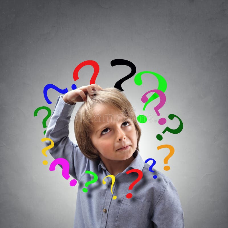 Child Thinking With Question Mark On Blackboard Stock Image - Image of asking, clever: 49028935