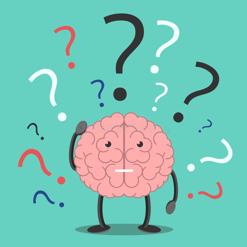 Confused Brain Character Thinking Stock Vector - Illustration of ...