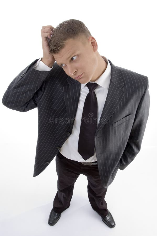 Confused businessman looking sideways