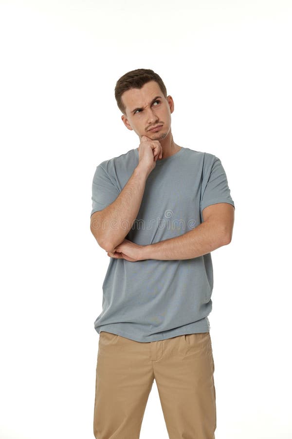 confused puzzled man isolated on white background stock photography