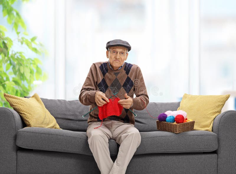 Confused senior knitting royalty free stock images Confused senior knitting royalty free stock images