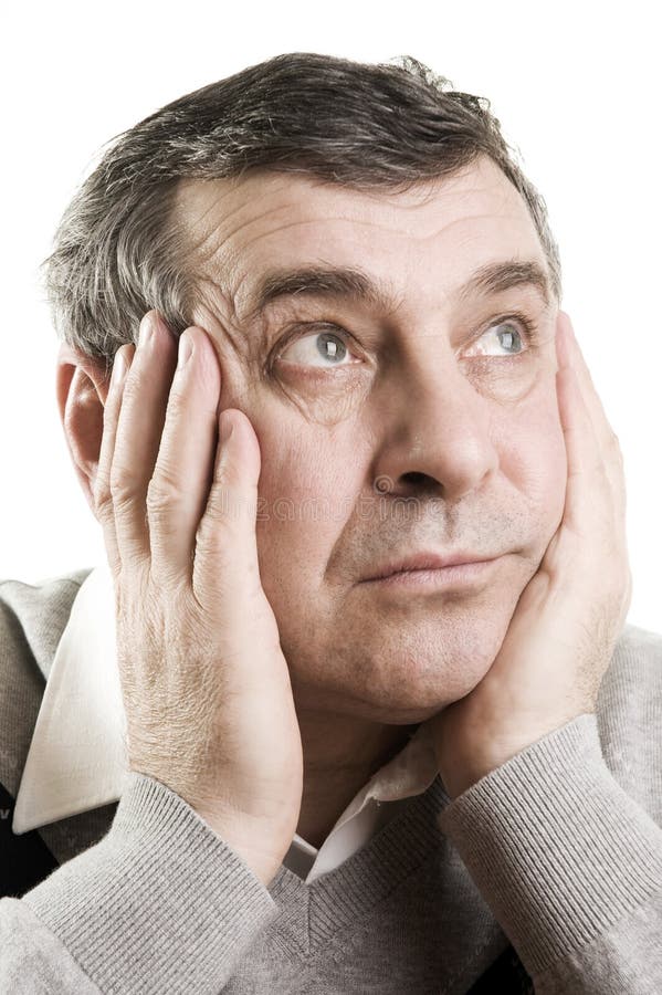 Confused senior man stock image
