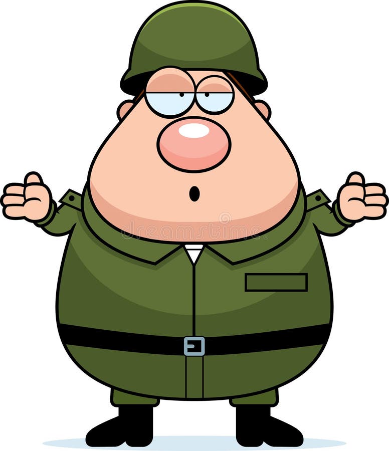Confused Soldier stock illustration