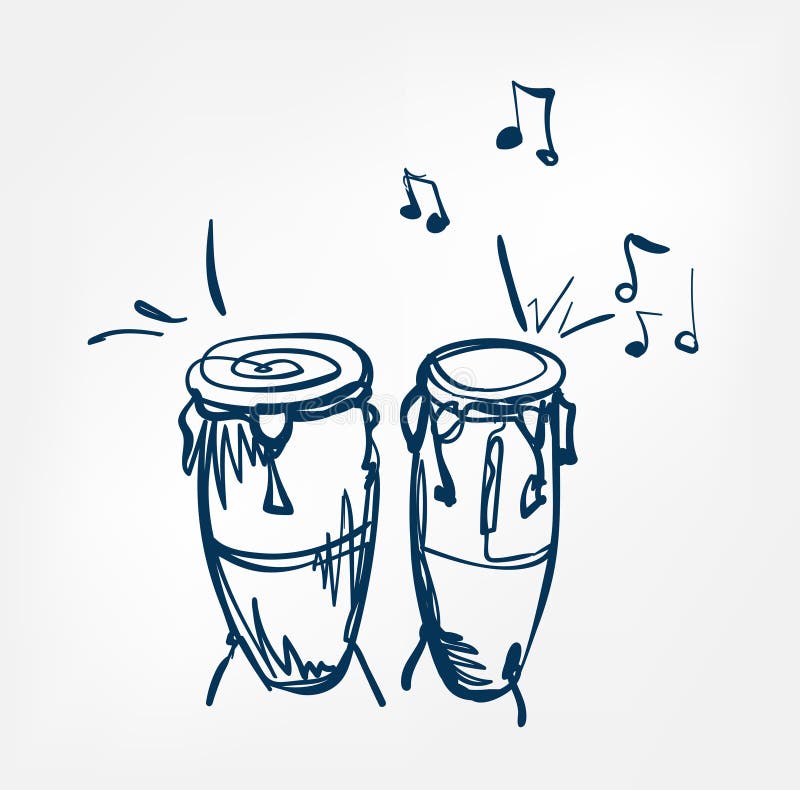 Congas Sketch Line Design Music Instrument Stock Illustration