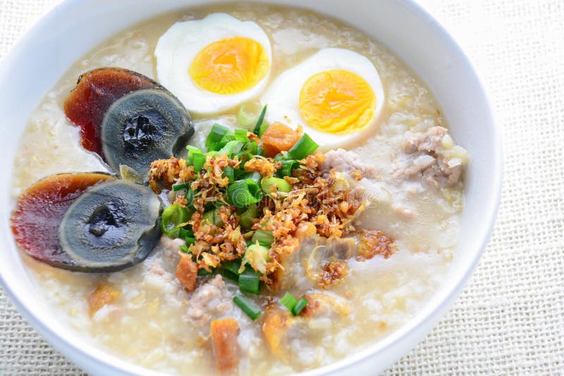 Congee, Rice Porridge with Minced Pork, Boiled Egg, Great for Breakfast ...
