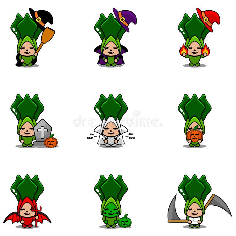 Congegno di lattuga in lattuga con costume da mascotte di halloween royalty illustrazione gratis