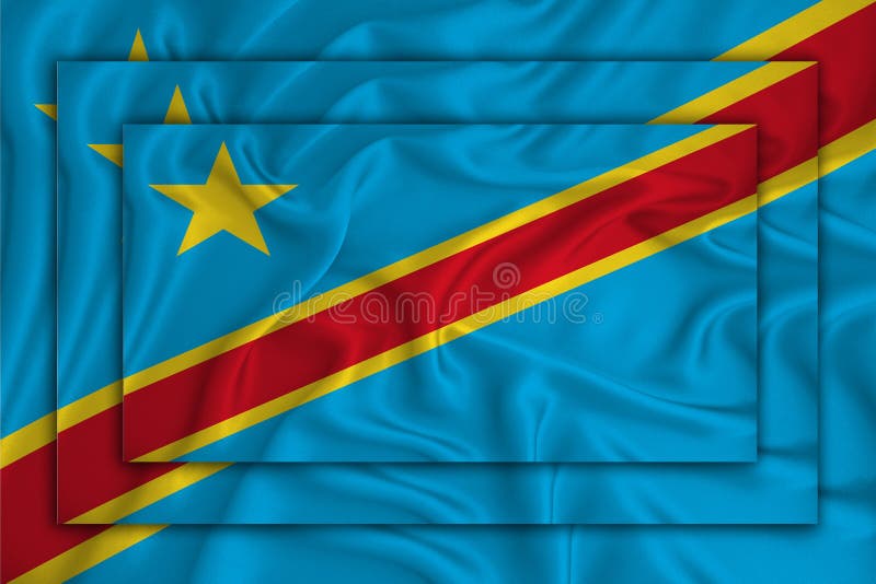 Congo flag on background texture. Three flags are superimposed on each other. The concept of design solutions. 3D-rendering stock illustration