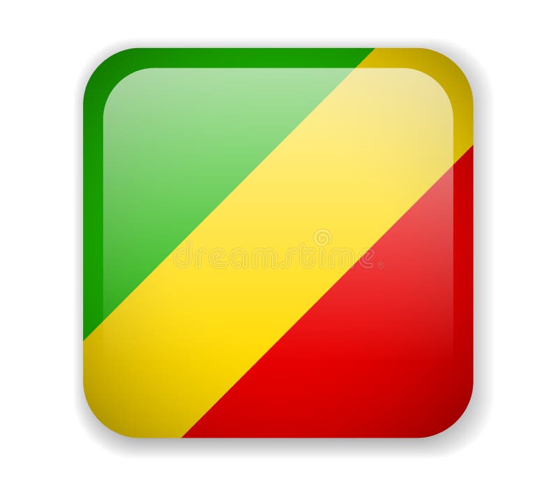 Congo Flag Bright Square Icon on a White Background Stock Illustration ...