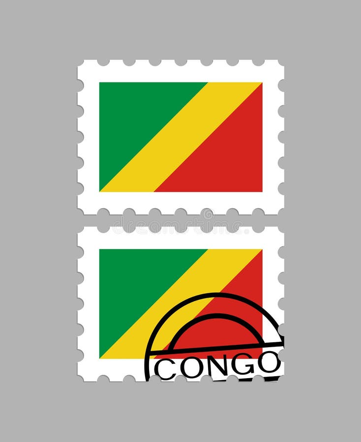 Congo flag on postage stamp stock illustration