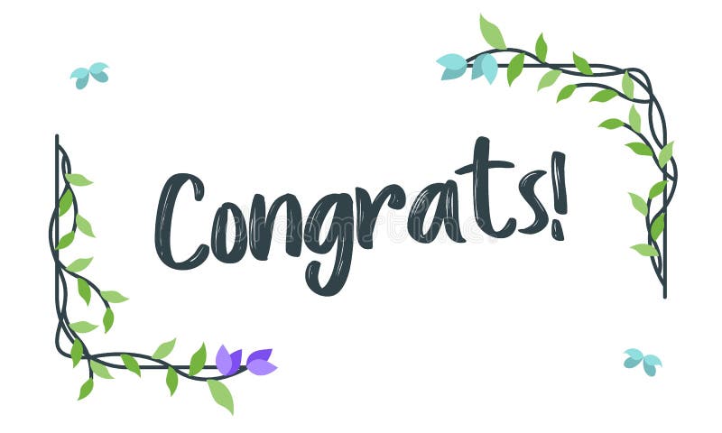 Congrats, Congratulations Typography With Floral frame, vector for greeting. Congrats, Congratulations Typography, lettering, handwritten With Floral frame, vector for greeting
