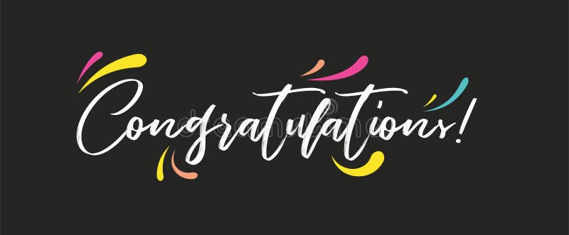 Congrats lyckönskanbaner Isolerade mörk bakgrund för handskriven modern borstebokstäver vektorn vektor illustrationer
