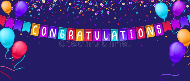 Congratulations Banner Template with Balloons and Confetti ...