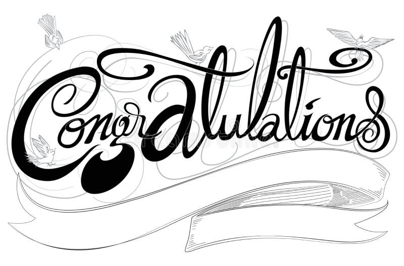 Congratulations classic font has birds design black and white co