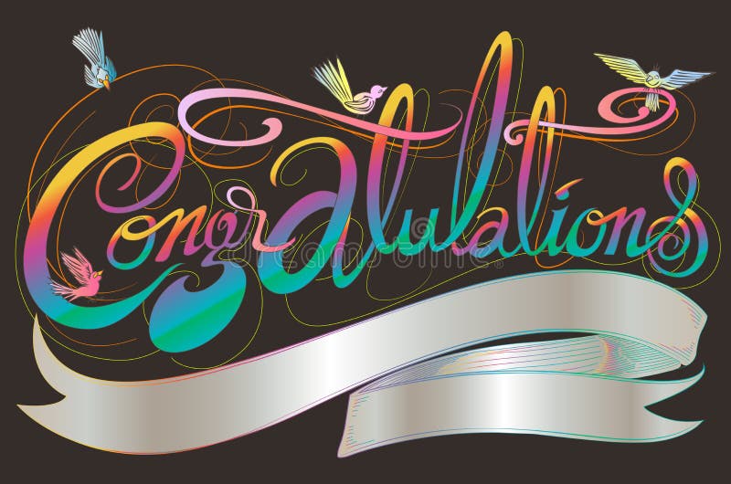 Congratulations classic font has birds design and copy space