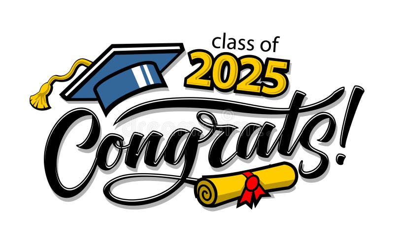2025 Congrats Grad Cake Topper - Graduation Party Decorations With Glitter Cardstock Design