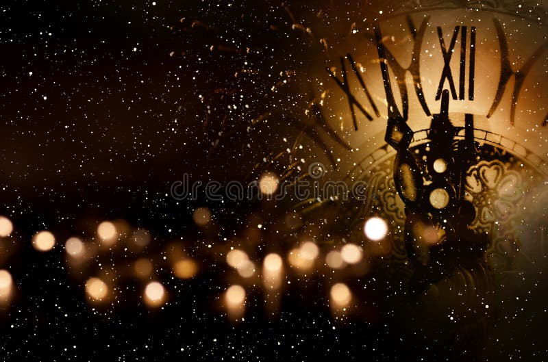 Background with clock and bokeh for new year congratulations. Background with clock and bokeh for new year congratulations