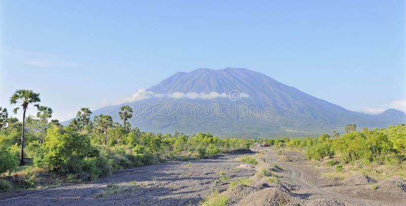 The Conical Volcano Of Gunung Agung  In Bali Stock Image 