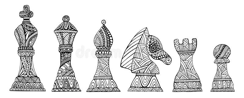 Chess coloring pages  Peças de xadrez, Páginas para colorir