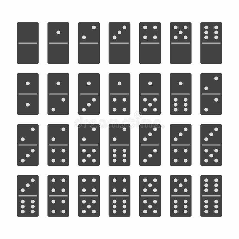 Conjunto completo de pedras de dominó. ossos do jogo dominó. coleção de  atividades e hobbies. vista do topo. vetor