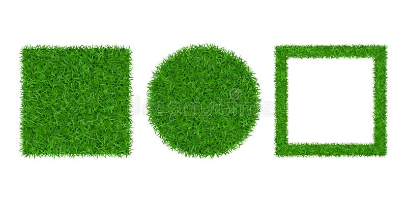Conjunto 3D de fondo verde. Balón natural de césped. Textura de campo de fútbol, cÃrculo, marco cuadrado. Paisaje terrestre stock de ilustración Conjunto 3D de fondo verde. Balón natural de césped. Textura de campo de fútbol, cÃrculo, marco cuadrado. Paisaje terrestre stock de ilustración