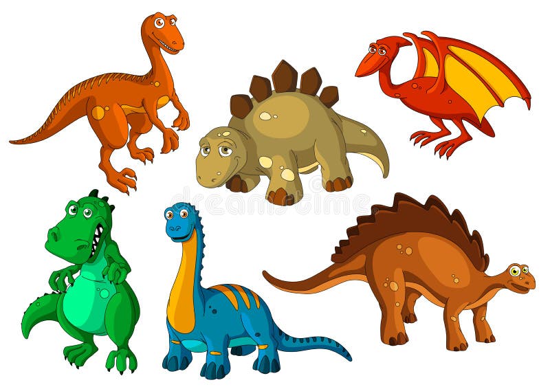 Grupo Do Vetor De Dinossauros Bonitos E De Ovos Dos Desenhos Animados  Ilustração do Vetor - Ilustração de predador, chocar: 103901608