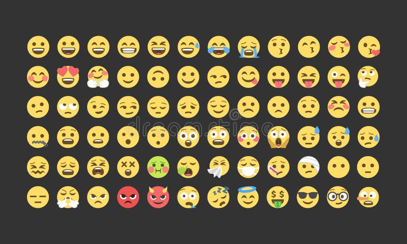 Pacote De Emoticons Desenho à Mão Rosto Tímido