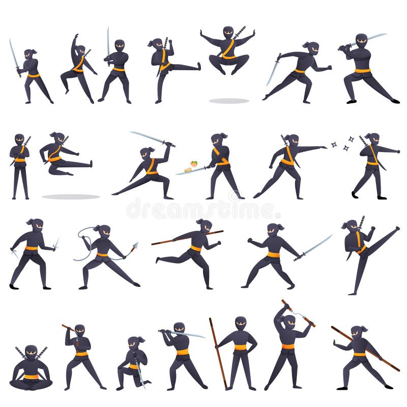 Estilo De Desenho Animado Ninja Warrior Ilustração do Vetor - Ilustração de  isolado, projeto: 176363258