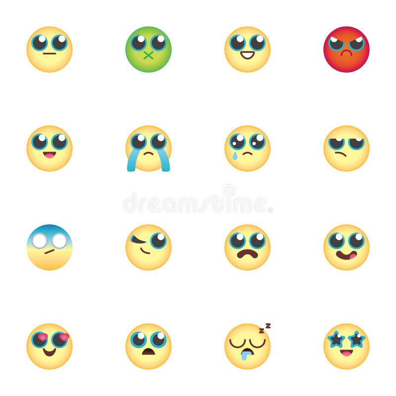 Kawaii desenhos animados emoticons coloridos conjunto vector