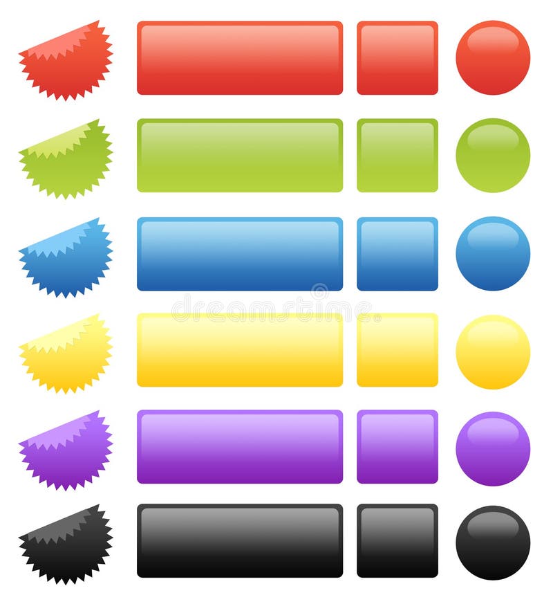 Conjunto de 24 botones brillantes, de divisas y de sellos ilustración del vector Conjunto de 24 botones brillantes, de divisas y de sellos ilustración del vector