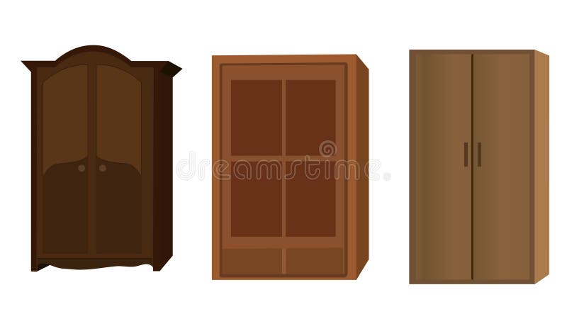 Conjunto de armarios de diseño moderno y antiguo. colección de cupboard de almirahwood de indian ilustración del vector