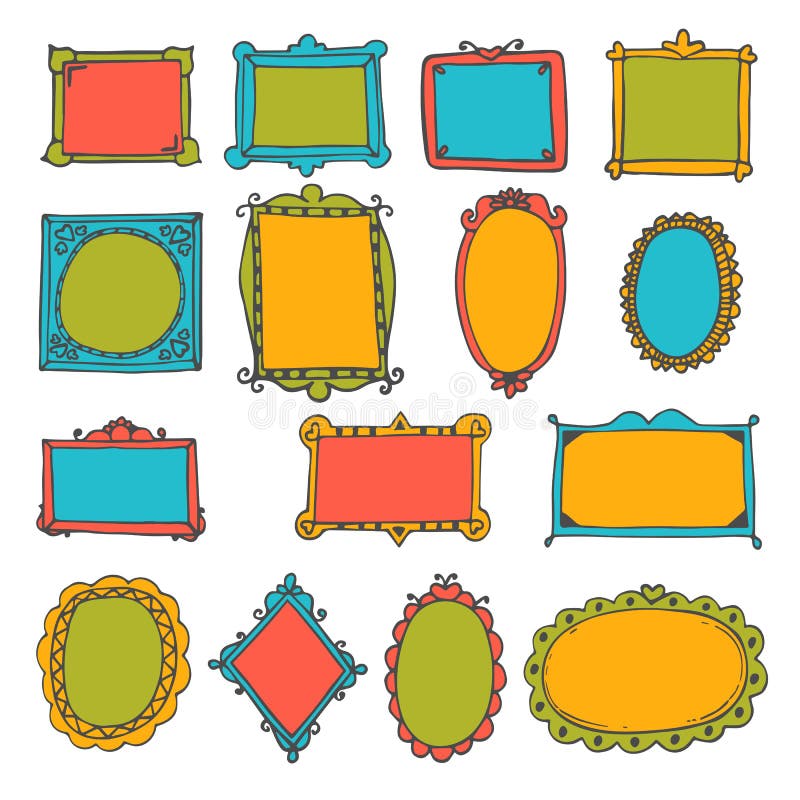 Conjunto de bastidores drenados mano Elementos decorativos lindos libre illustration Conjunto de bastidores drenados mano Elementos decorativos lindos libre illustration