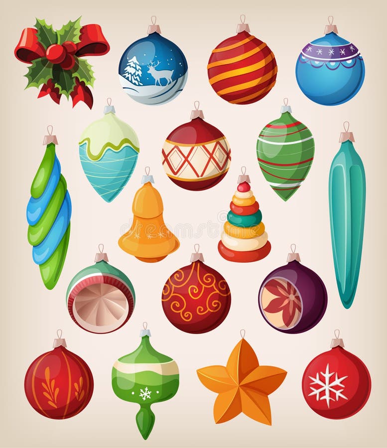 Conjunto de bolas de la Navidad de la vendimia. libre illustration Conjunto de bolas de la Navidad de la vendimia. libre illustration