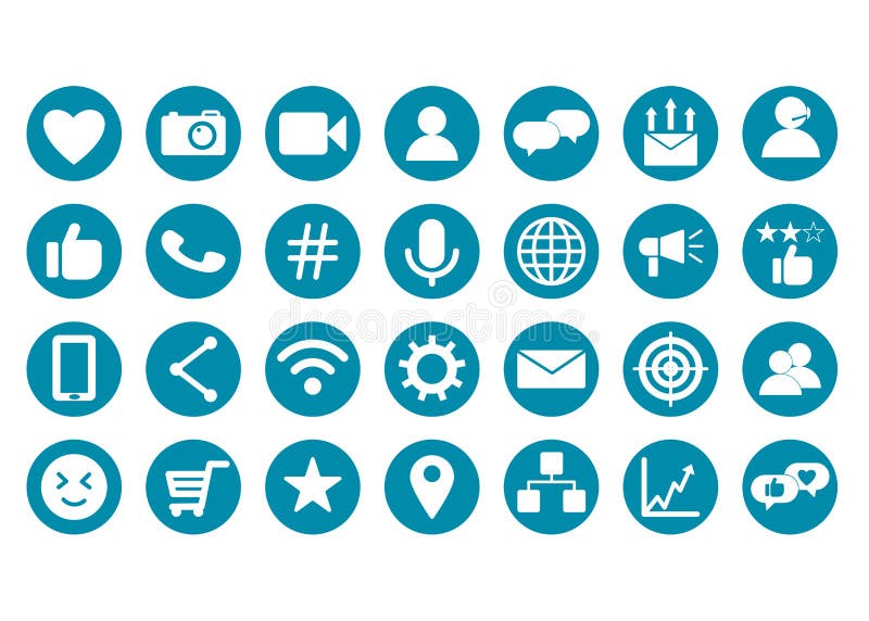 Conjunto de botões de mídia social para ícones de vetor de design