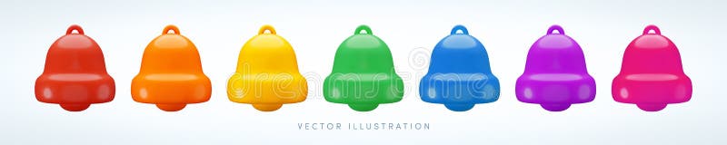 Conjunto de colores de 3d de dibujos animados vectoriales. una representación realista de color rojo amarillo bronce azul verde y libre illustration
