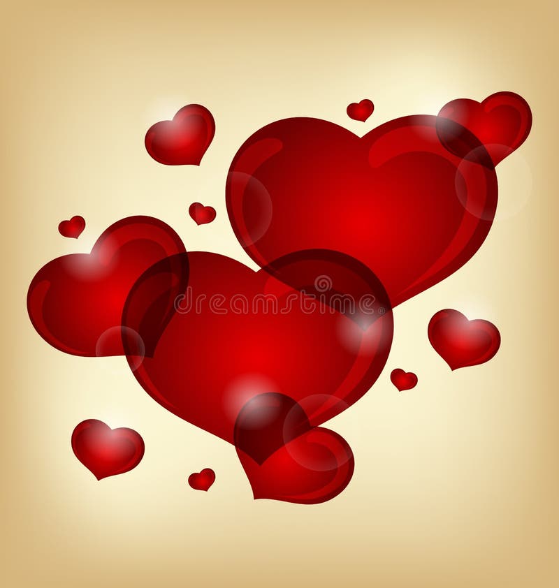 Conjunto de corazones de la tarjeta del día de San Valentín ilustración del vector Conjunto de corazones de la tarjeta del día de San Valentín ilustración del vector